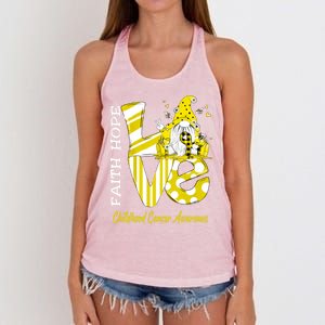 Bee Gnome Love Hood Cancer Awareness Great Gift Women's Knotted Racerback Tank