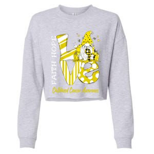 Bee Gnome Love Hood Cancer Awareness Great Gift Cropped Pullover Crew