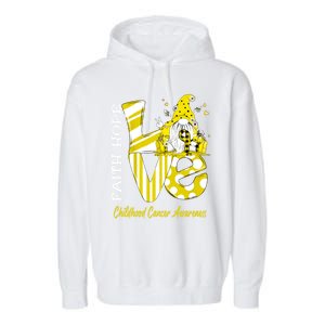 Bee Gnome Love Hood Cancer Awareness Great Gift Garment-Dyed Fleece Hoodie