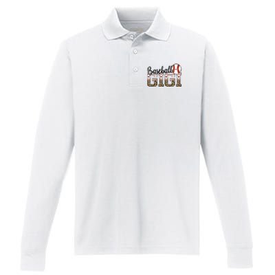 Baseball Gigi Leopard Ballpark Gigi Baseball Mom Mothers Day Performance Long Sleeve Polo