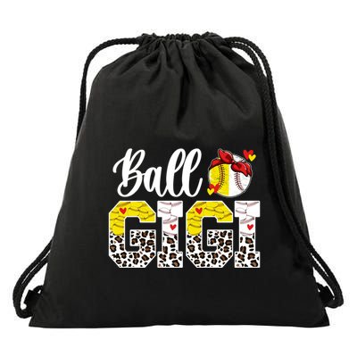 Ball Gigi Leopard Baseball Softball Gigi Grandma Great Gift Drawstring Bag