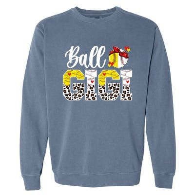 Ball Gigi Leopard Baseball Softball Gigi Grandma Great Gift Garment-Dyed Sweatshirt