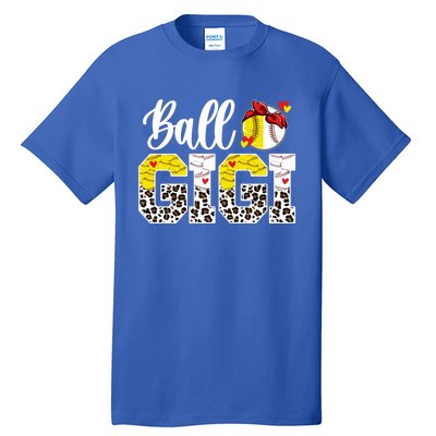 Ball Gigi Leopard Baseball Softball Gigi Grandma Great Gift Tall T-Shirt