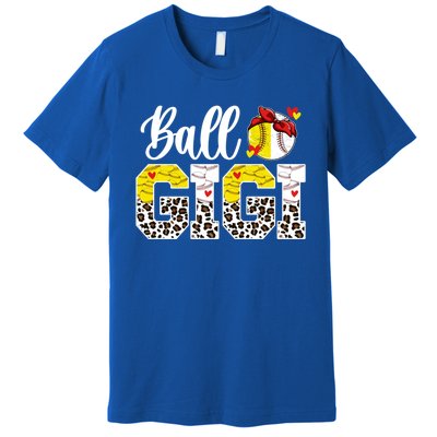 Ball Gigi Leopard Baseball Softball Gigi Grandma Great Gift Premium T-Shirt