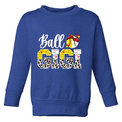 Ball Gigi Leopard Baseball Softball Gigi Grandma Great Gift Toddler Sweatshirt