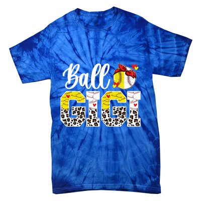Ball Gigi Leopard Baseball Softball Gigi Grandma Great Gift Tie-Dye T-Shirt