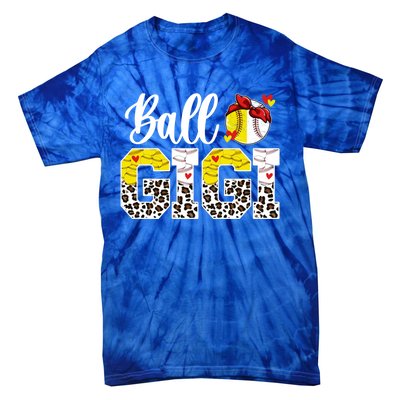 Ball Gigi Leopard Baseball Softball Gigi Grandma Great Gift Tie-Dye T-Shirt