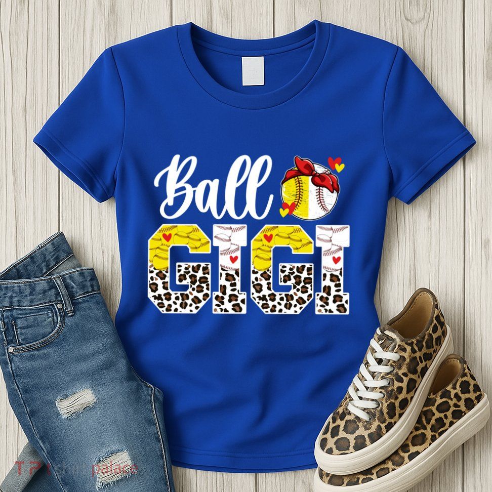 Ball Gigi Leopard Baseball Softball Gigi Grandma Great Gift Womens T-Shirt