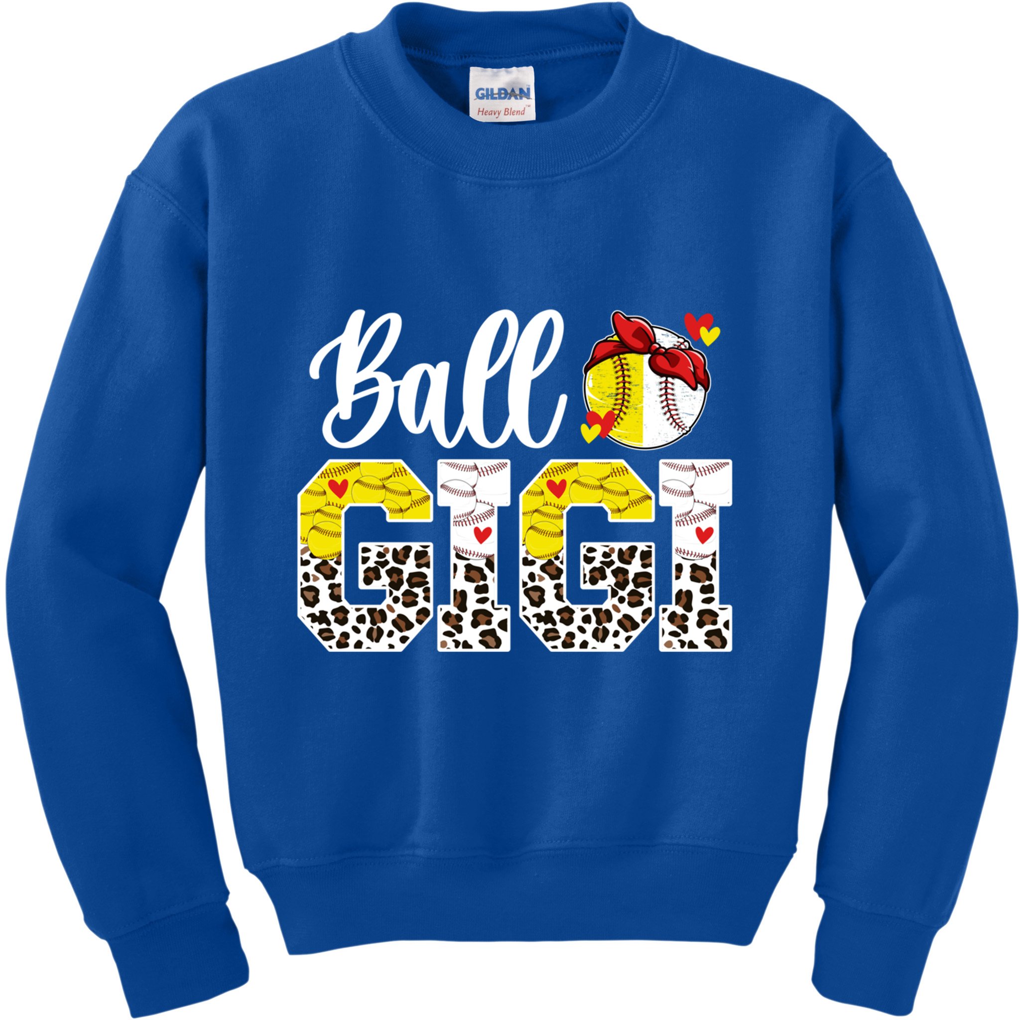 Ball Gigi Leopard Baseball Softball Gigi Grandma Great Gift Kids Sweatshirt