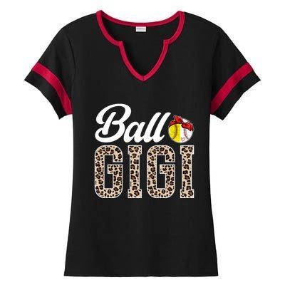 Ball Gigi Leopard Softball Baseball Gigi Grandma Meaningful Gift Ladies Halftime Notch Neck Tee