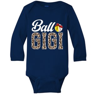 Ball Gigi Leopard Softball Baseball Gigi Grandma Meaningful Gift Baby Long Sleeve Bodysuit