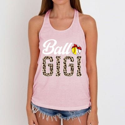 Ball Gigi Leopard Softball Baseball Gigi Grandma Meaningful Gift Women's Knotted Racerback Tank