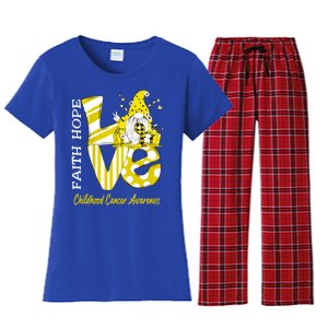 Bee Gnome Love Hood Cancer Awareness Gift Women's Flannel Pajama Set