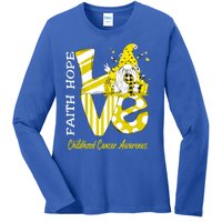 Bee Gnome Love Hood Cancer Awareness Gift Ladies Long Sleeve Shirt