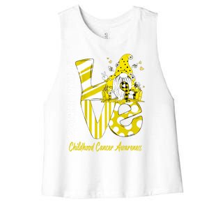 Bee Gnome Love Hood Cancer Awareness Gift Women's Racerback Cropped Tank