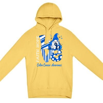 Bee Gnome Love Colon Cancer Awareness Funny Gift Premium Pullover Hoodie