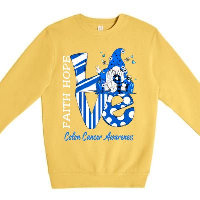 Bee Gnome Love Colon Cancer Awareness Funny Gift Premium Crewneck Sweatshirt