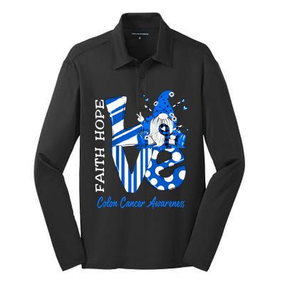 Bee Gnome Love Colon Cancer Awareness Funny Gift Silk Touch Performance Long Sleeve Polo