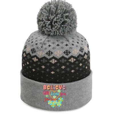 Believe God Loves You/ Bible Verse Positive Funny Gift The Baniff Cuffed Pom Beanie