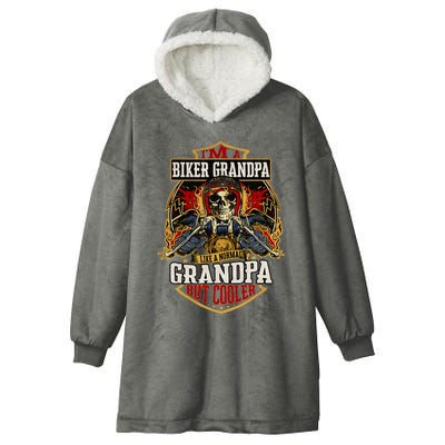 Biker Grandpa Like A Normal Grandpa But Cooler Hooded Wearable Blanket