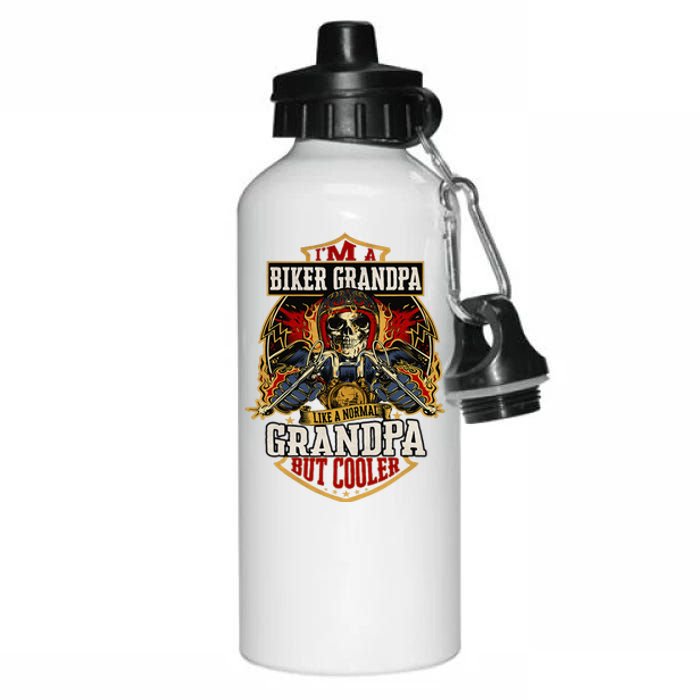 Biker Grandpa Like A Normal Grandpa But Cooler Aluminum Water Bottle