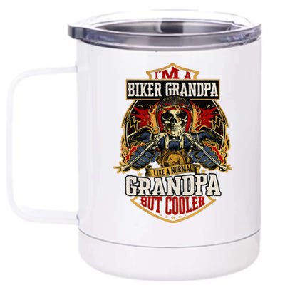 Biker Grandpa Like A Normal Grandpa But Cooler 12 oz Stainless Steel Tumbler Cup