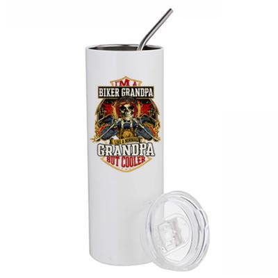 Biker Grandpa Like A Normal Grandpa But Cooler Stainless Steel Tumbler