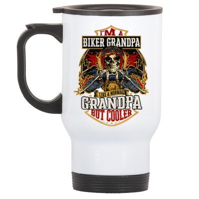 Biker Grandpa Like A Normal Grandpa But Cooler Stainless Steel Travel Mug