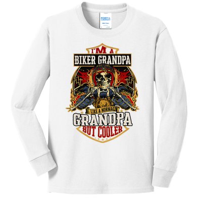 Biker Grandpa Like A Normal Grandpa But Cooler Kids Long Sleeve Shirt