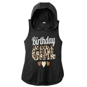 Birthday Girl Leopard Ladies PosiCharge Tri-Blend Wicking Draft Hoodie Tank