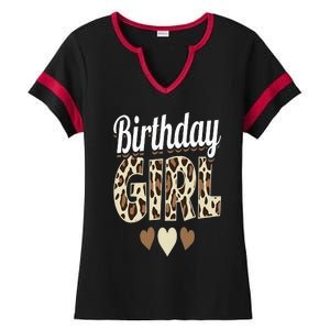 Birthday Girl Leopard Ladies Halftime Notch Neck Tee