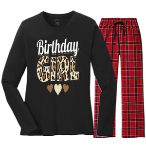 Birthday Girl Leopard Women's Long Sleeve Flannel Pajama Set 