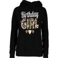 Birthday Girl Leopard Womens Funnel Neck Pullover Hood