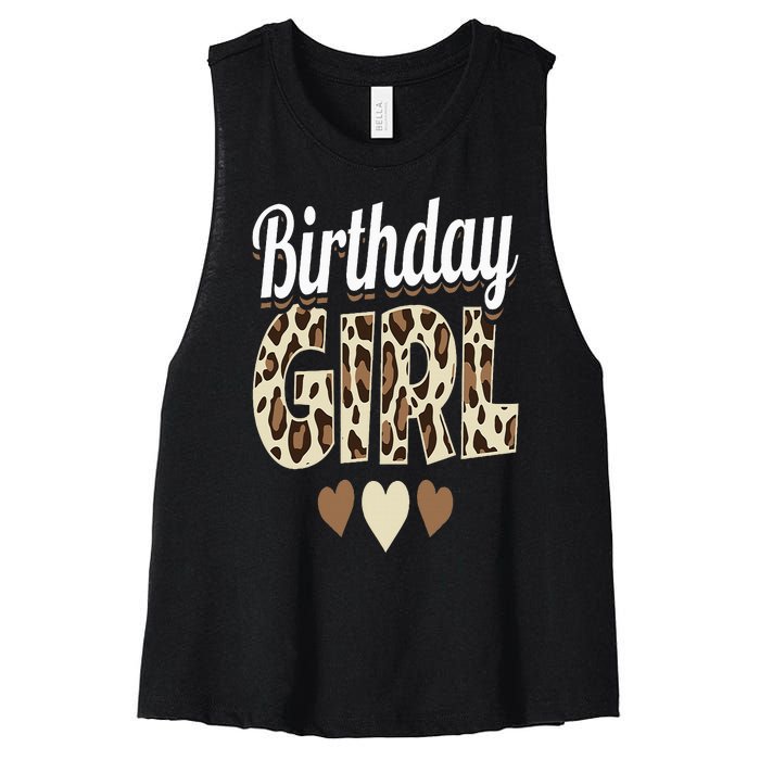 Birthday Girl Leopard Women's Racerback Cropped Tank