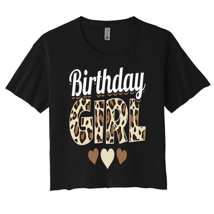 Birthday Girl Leopard Women's Crop Top Tee