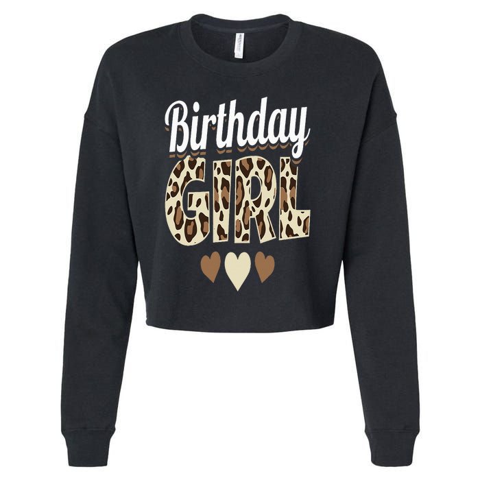 Birthday Girl Leopard Cropped Pullover Crew