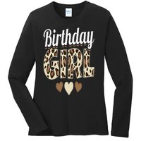 Birthday Girl Leopard Ladies Long Sleeve Shirt