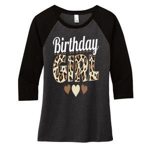 Birthday Girl Leopard Women's Tri-Blend 3/4-Sleeve Raglan Shirt