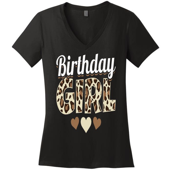 Birthday Girl Leopard Women's V-Neck T-Shirt