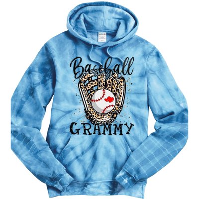 Baseball Grammy Leopard Game Day Baseball Lover Mothers Day Tie Dye Hoodie