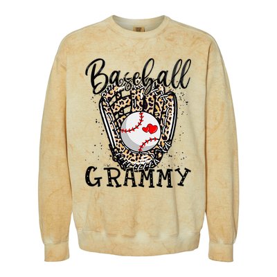 Baseball Grammy Leopard Game Day Baseball Lover Mothers Day Colorblast Crewneck Sweatshirt