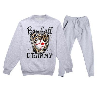 Baseball Grammy Leopard Game Day Baseball Lover Mothers Day Premium Crewneck Sweatsuit Set