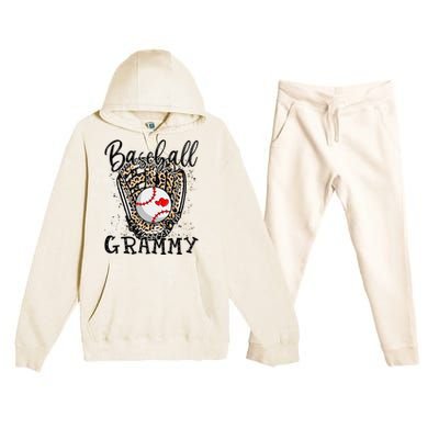 Baseball Grammy Leopard Game Day Baseball Lover Mothers Day Premium Hooded Sweatsuit Set