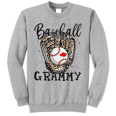 Baseball Grammy Leopard Game Day Baseball Lover Mothers Day Tall Sweatshirt