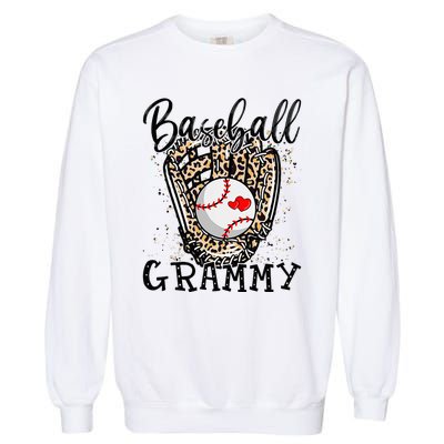 Baseball Grammy Leopard Game Day Baseball Lover Mothers Day Garment-Dyed Sweatshirt