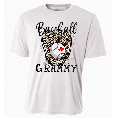 Baseball Grammy Leopard Game Day Baseball Lover Mothers Day Cooling Performance Crew T-Shirt