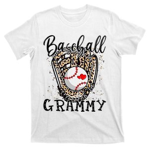 Baseball Grammy Leopard Game Day Baseball Lover Mothers Day T-Shirt