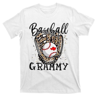 Baseball Grammy Leopard Game Day Baseball Lover Mothers Day T-Shirt