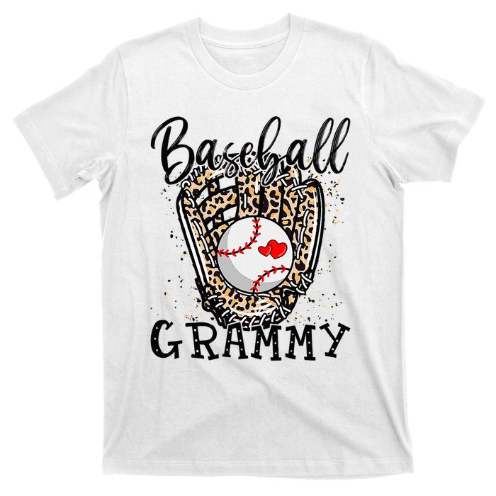 Baseball Grammy Leopard Game Day Baseball Lover Mothers Day T-Shirt