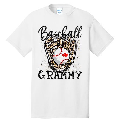 Baseball Grammy Leopard Game Day Baseball Lover Mothers Day Tall T-Shirt